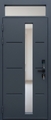 Уличная термодверь с остекленной фрамугой, выдавленным рисунком и полимерной покраской антрацит