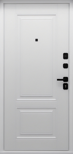 Входная дверь с белыми окрашенными панелями МДФ и скрытыми петлями