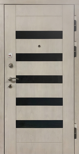 Светлая дверь с черными вставками Светлая дверь с черными вставками